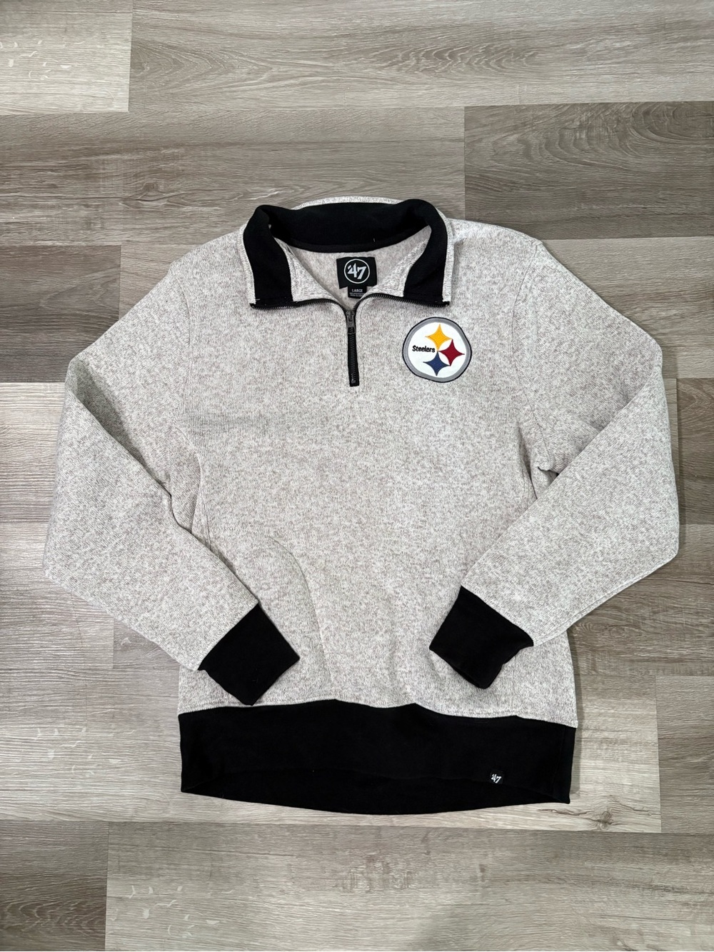 47 Men's Tan and Black Steelers Quarter-Zip Pullover